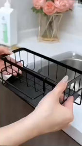 Kệ đựng đồ rửa chén inox 304 2 tầng có khay kèm đĩa dốc 45 độ thoát nước tiện lợi