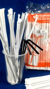 sedotan plastik tekuk bengkok steril higienis bungkus kertas Hitam