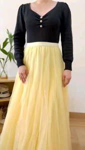 ●ECLAIRE● 003 Rok Panjang Longskirt Tutu Tulle Polos Basic Kasual Pesta Kondangan Cantik Bagus Mode Trendy Classy Elegant Import 9811