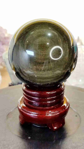 Natural Mexico High Grade Golden Sheen Obsidian Crystal Ball Ornament GSO02
