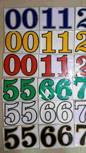 สติ๊กเกอร์ตัวเลข 0-9 เลขเดี่ยว 1 แผ่น มี 2 ตัว กว้าง 12 x สูง 16 ซม