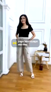 Hanami Celana Panjang Cargo Wanita Tali Pinggang Serut Premium Highwaist Jumbo Korean Style Terbaru