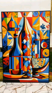 Lukisan Red Berry Pink Abstrak Modern Minimalis & Dekorasi Elegan Simple Tekstur