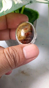cincin batu akik Garut motif kembang natural realpic