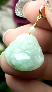 (Certificate) 100% Natural High Quality Natural Burmese Feicui Jade Pendant (附证书) 100%纯天然A货 笑佛 佛公 翡翠 吊坠
