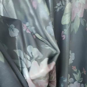 Silver Gray Floral Charmeuse Fabric sold per yard
