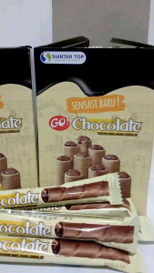 ( READY STOK ) Go Chocolate Wafer Roll Rasa Cokelat Box Isi 24 Pcs