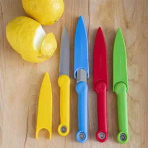 Progressive 4-Piece Color Coded Paring Knives with Blade Cover
