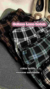 5 pcs Celana Luna motif kotak Celana wanita dibawah lutut