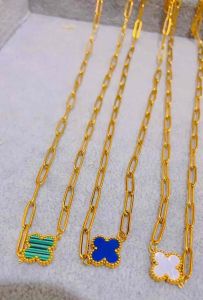 Kalung Rantai Klip Clover Bunga Titan 45cm Wanita