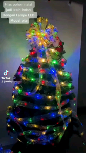 Tali Pita Lampu LED Dekorasi Pohon Natal Ribbon Christmas Tree 50 LED Warm White 5 Meter - AA562 - Silver
