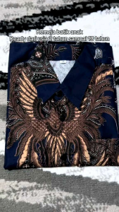 Batik Couple Motif Rahwana Navy Baju Keluarga Pasangan Ayah Ibu Anak Gamis Dewasa Kemeja Hem Anak