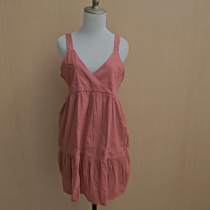 mini midi dress wanita merah M L cewek kutung tank vneck santai bisa jadi overall