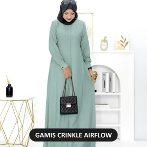 Luna Set Syari Pasmina Oval gamis syari Wanita Bahan Crincle Airflow
