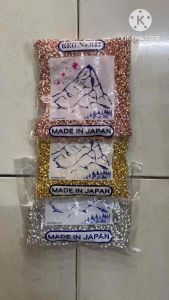 ลูกปัดเม็ดข้าวสารเกรดญี่ปุ่น สีเงิน-สีทอง-สีนาค มีขนาด 3*6 มิล  4*8 มิล รูประมาณ 1 มิล  หนัก 20 กรัม / ราคา 399 บาท