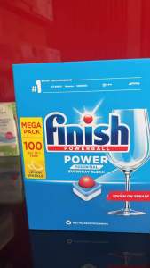 Viên Rửa Bát Finish Powerball Essential 100 viên (LEMON) - 6 chức năng - nhân đỏ