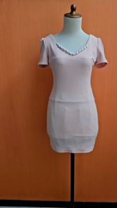 mini dress wanita salem JESSICA cewek S cute MEWAH pearl lengan pendek mutiara bodycon KOREA