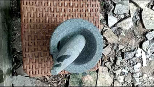 lumpang/lesung/tumbukan batu asli uk 16cm termurah