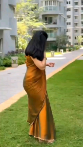 SG Ready Stock - Most Trending Space Silk Sarees- Special Simrishine Two Tone Golden Silk Saree With Rich Handwork Beads Border-Attached Running Blouse  - perfect Party Wear Collections7