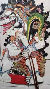 Wayang Kulit Asli Buto Triwikromo Alusan Jumbo Ukuran 1 Meter Standar Dalang