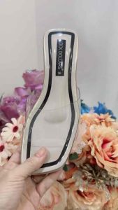 รองเท้าแตะส้นสูง 1 นิ้ว คาดใสพลาสติกนิ่ม