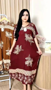 DASTER  JUMBO BUSUI XXXL LD 130 KANCING DEPAN MOTIF DAUN CEPLOK BAHAN KAIN RAYON ADEM HALUS DAN TEBAL