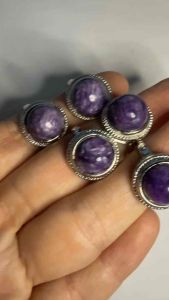 (Real Unit) Natural Charoite Purple Adjustable Ring 天然紫龙晶  可调节戒指 Cincin boleh laras Charoite (S/n: 3181041)