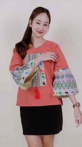 รวมเสื้ิอแขนกระดิ่ง แต่งลายช้าง(ส่งจากไทย เชียงราย)