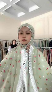 𝒴𝓃 | Mukena Dewasa Terbaru 2024 Rayon 2in1 (Risleting) dan Kerut kening Motif Tulip Free Tas | Dailywear Travel Friendly