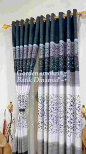 Gorden Smokring 135 x 220 Polos Motif Embos 12 Ring Gold | Gorden Tirai Pintu dan Jendela Murah