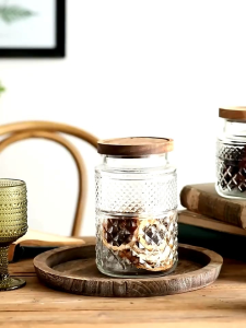 ATPLS2028 Toples Bulat Penyimpanan Kaca Toples Permen dengan Tutup Wadah Penyimpanan Makanan