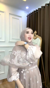 miranda set Hijab dress wania set dengan hijab free ready motif terkini dress masa kini