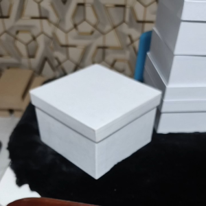 White square box hard 6x6x3 inches. Stationery packaging carton.