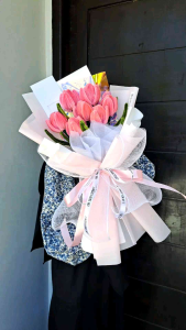 Buket Bunga Tulip Bulu Mercy Viral Buket Pipe Cleaner