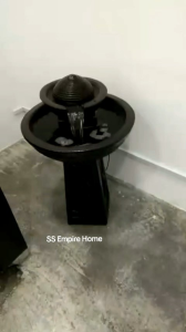 S45 Black Feng Shui Water Fountain Ball Pond Kolam Air Sandstone Garden Water Feature Balinese Waterfall Home