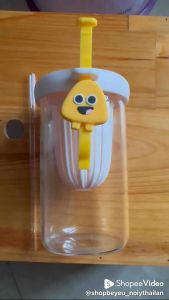 Ly thủy tinh lọc trà kèm ống hút (mẫu ngẫu nhiên)