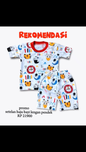 Set Baju Bayi Kancing Bahu Lengan Pendek Usia 3-12 Bulan laki laki Perempuan