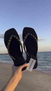 รองเท้าแตะหัวตัดร้อยโซ่Gooddyงานแฟชั่นหรูหราพื้นยางทนมาก(ส่งไวส่งเร็วส่งจากไทย)🔥🔥🩴