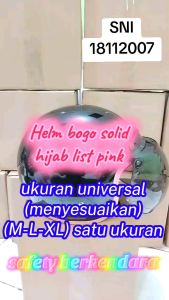 Helm Bogo Solid Full Hijab Cepol List Pink Warna Polos Safety Berkendara SNI Ukuran Universal MLXL