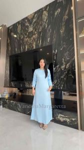 (VM) - Dress Terbaru Bahan Satin Full / Dress Panjang Polos Kerut Tangan 832 JessieCollection