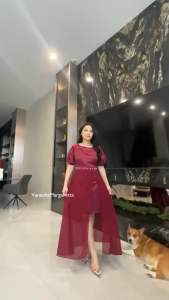 (VM) - 9030 - Dress Satin Kombinasi Ceruty / Dress Terbaru / Dress Bridal
