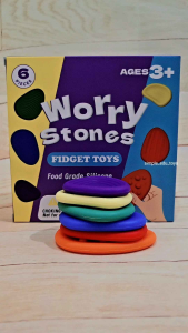 6pcs Fidget Stones Set Silicone Stress Relief Toy for Kids and Adults Sensory Tool for Anxiety Fidgeting Worry Stones