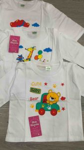 Bé 18-32kg Combo 5 Áo Tay Dài Tay Ngắn Cho Bé Trai Bé Gái Chất Cotton 100% Cổ tròn Màu Trắng | Áo Cotton mặc nhà cho bé