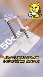 Upgraded 50CM Lazy Flat Mop Self Wringing Scrap Dry Cleaning Hand-Free Large Mop with Bucket Lantai Viral