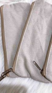 Pouch Tempat Pensil Broken White Corduroy Minimalis Aesthetic Soft Korean Style Stationary