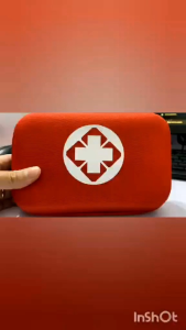 First Aid Hard Case Emergency Kit with Essential Contents ( Flashlight emergency Blanket and others)