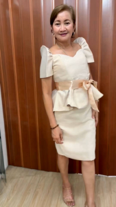 Filipiniana sweetheart peplum blouse and pencil skirt