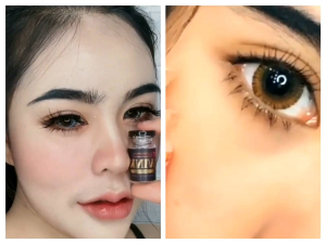 คอนแทคเลนส์ รุ่น Glamourous มีสี เทา/ตาล/ดำ  Gray/Brown/Black มีค่าสายตาปกติ (0.00)