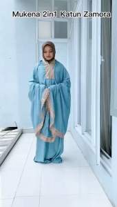 mukena 2in1 katun zamora dewasa polos kombinasi renda bordir