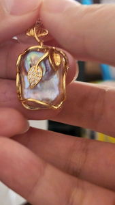 สร้อยคอไข่มุกแท้ ทรงบาร๊อก สร้อยคอยาว 50cm ต่างหูมุก แหวนไข่มุก สีธรรมชาติ ขนาดมุก15มม Set 3ชิ้น ฟรีกล่องค่ะ